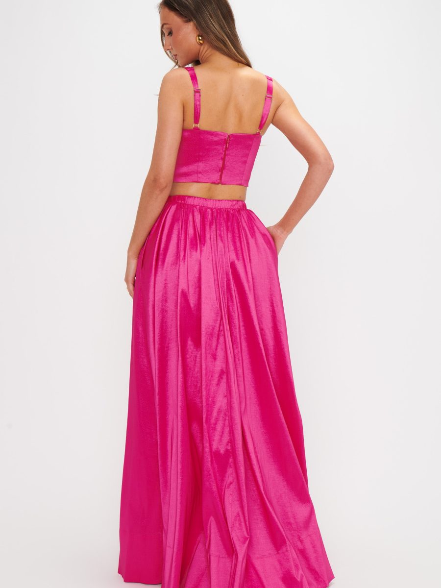 Vivianna Maxi Skirt ~ Dragonfruit Taffeta