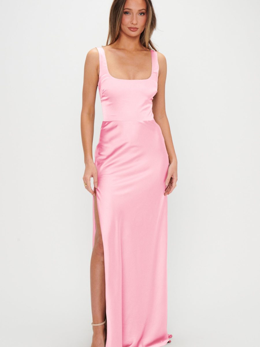 Lana Maxi Dress ~ Light Pink Luxe Satin