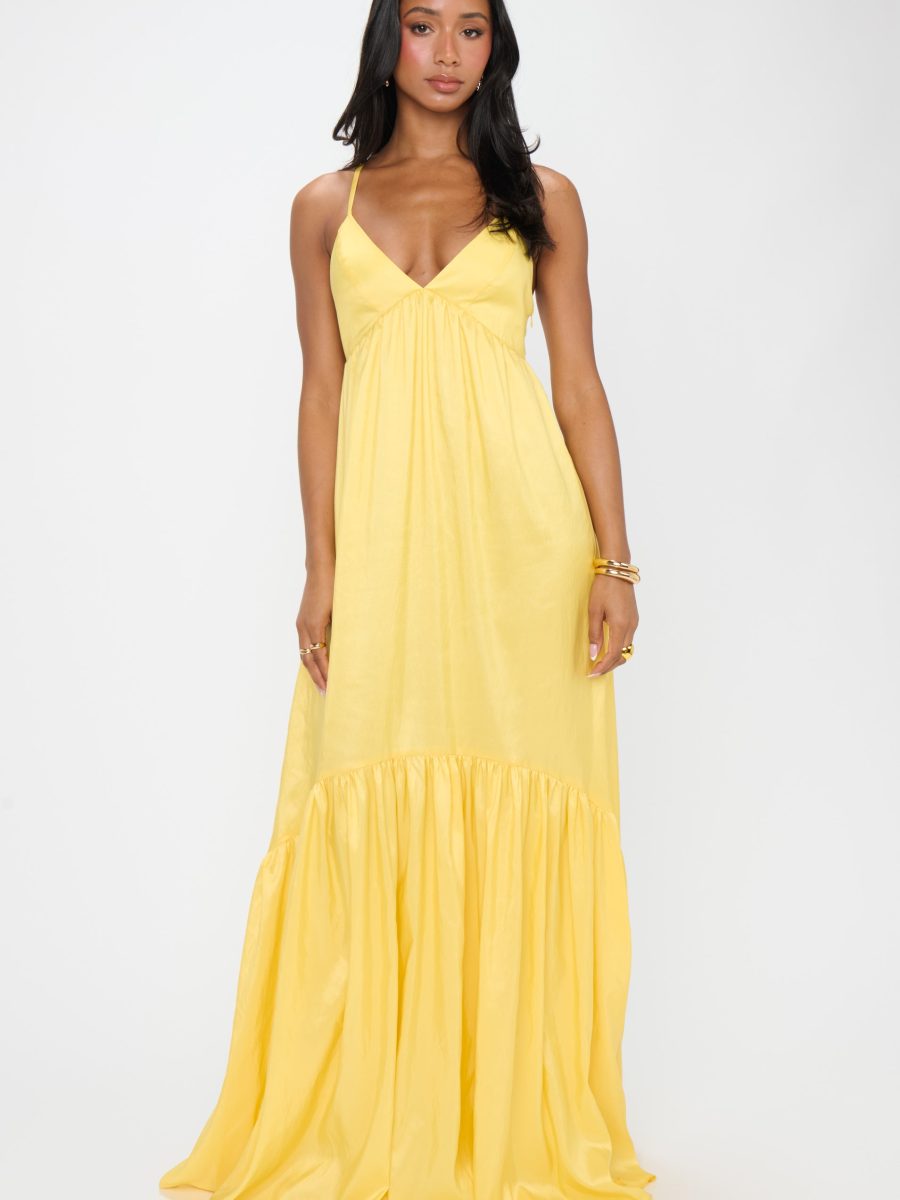 Corrine Maxi Dress ~ Yellow Light Taffeta