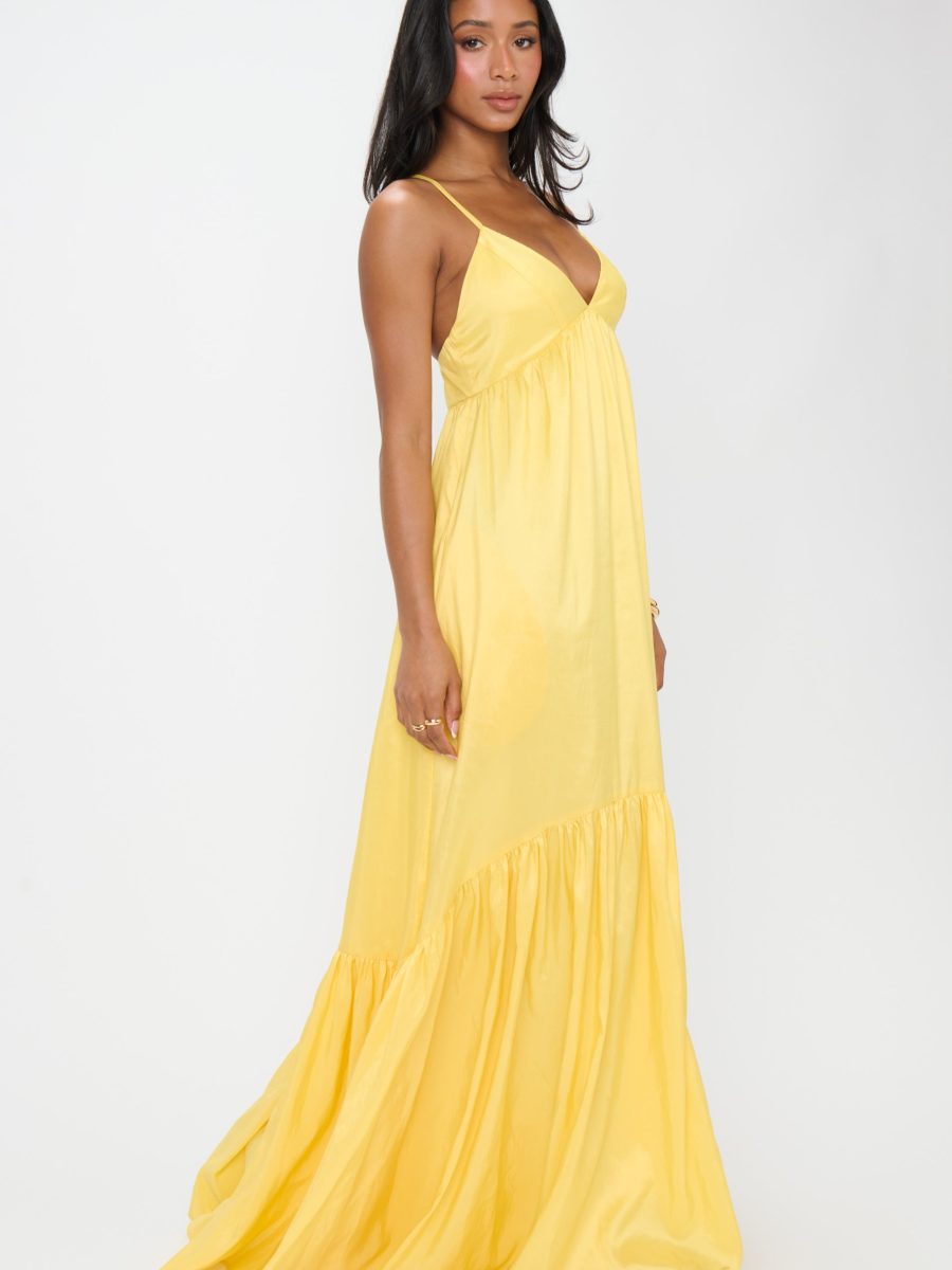 Corrine Maxi Dress ~ Yellow Light Taffeta