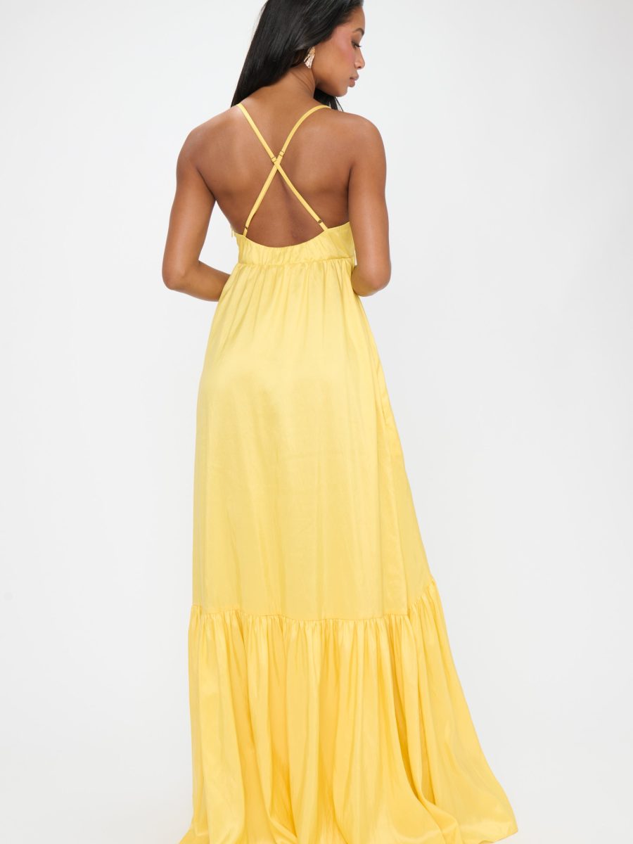 Corrine Maxi Dress ~ Yellow Light Taffeta