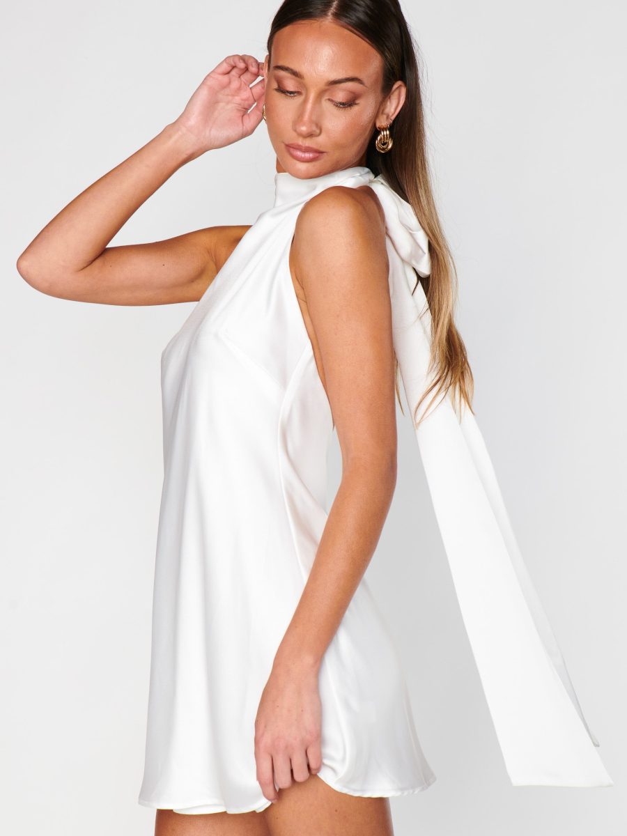 Lisa Mini Dress ~ Ivory Luxe Satin
