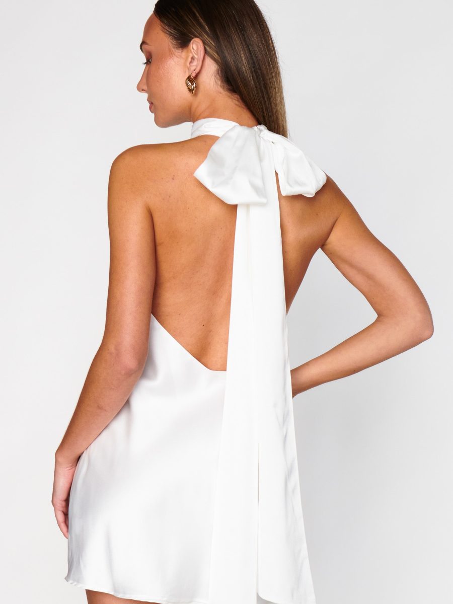 Lisa Mini Dress ~ Ivory Luxe Satin