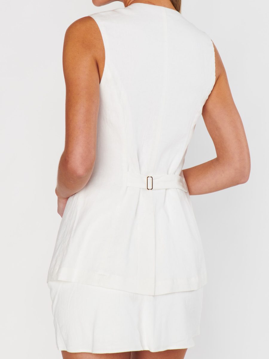 Leighton Vest Top ~ White Linen
