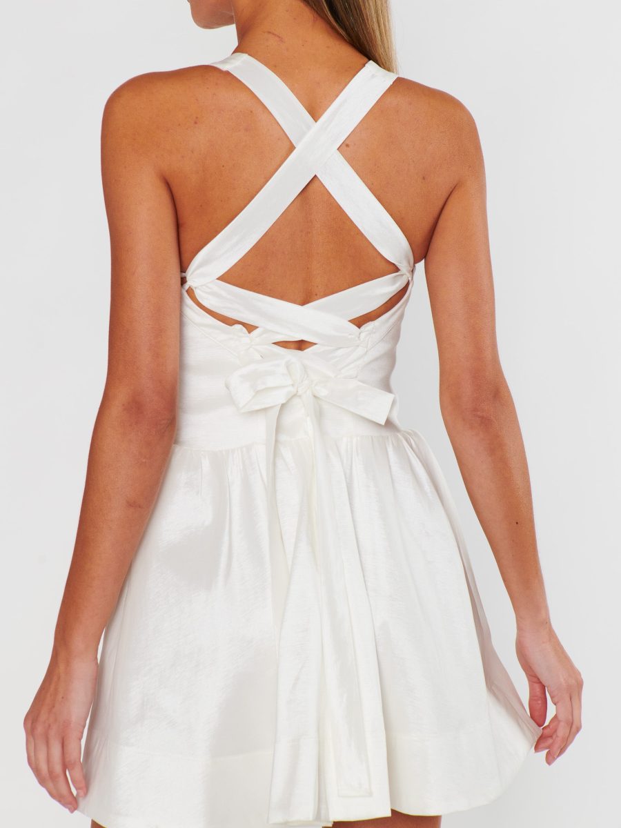 Abigail Mini Dress ~ White Taffeta