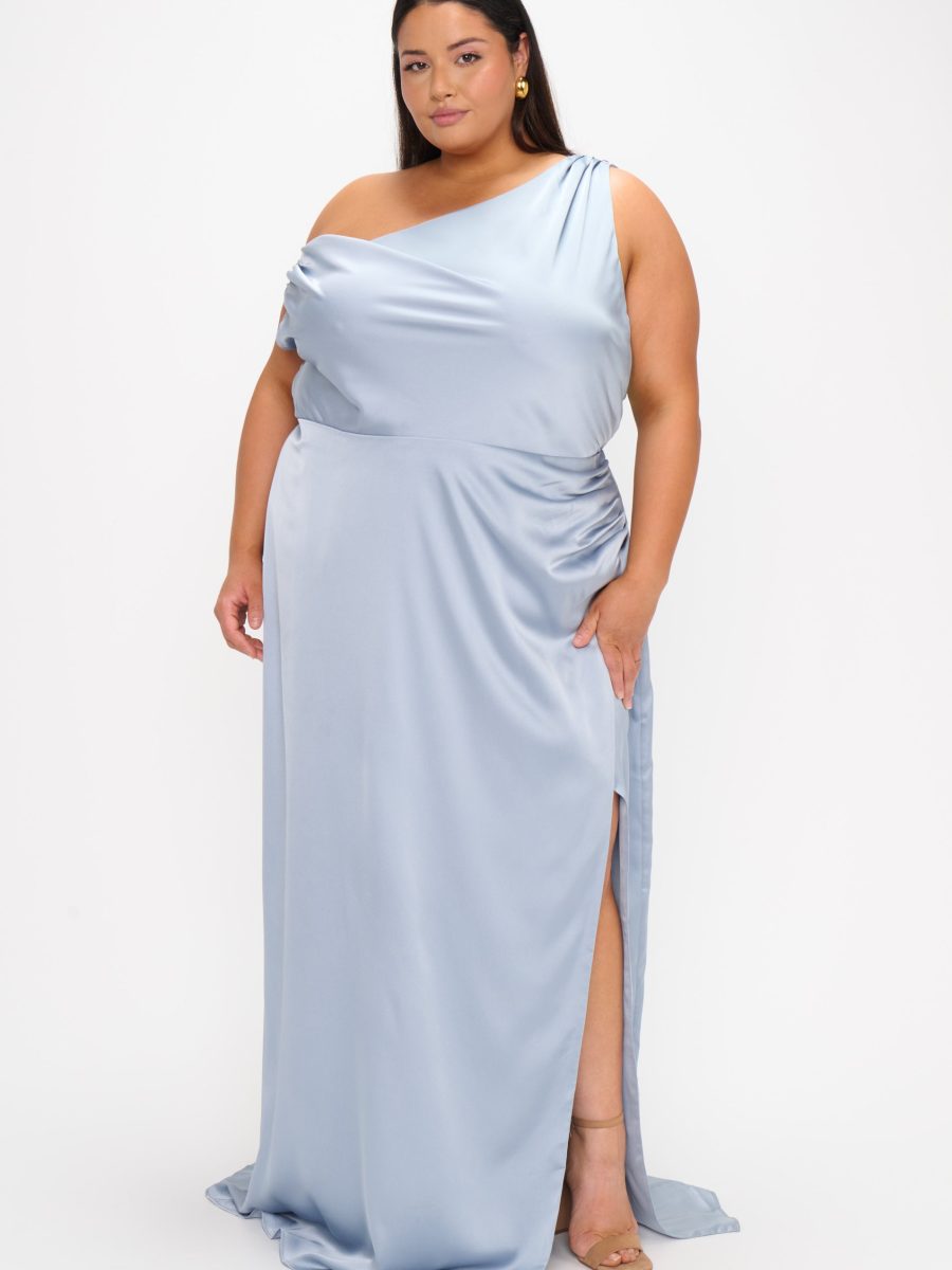 Jodie Dress ~ Steel Blue Luxe Satin