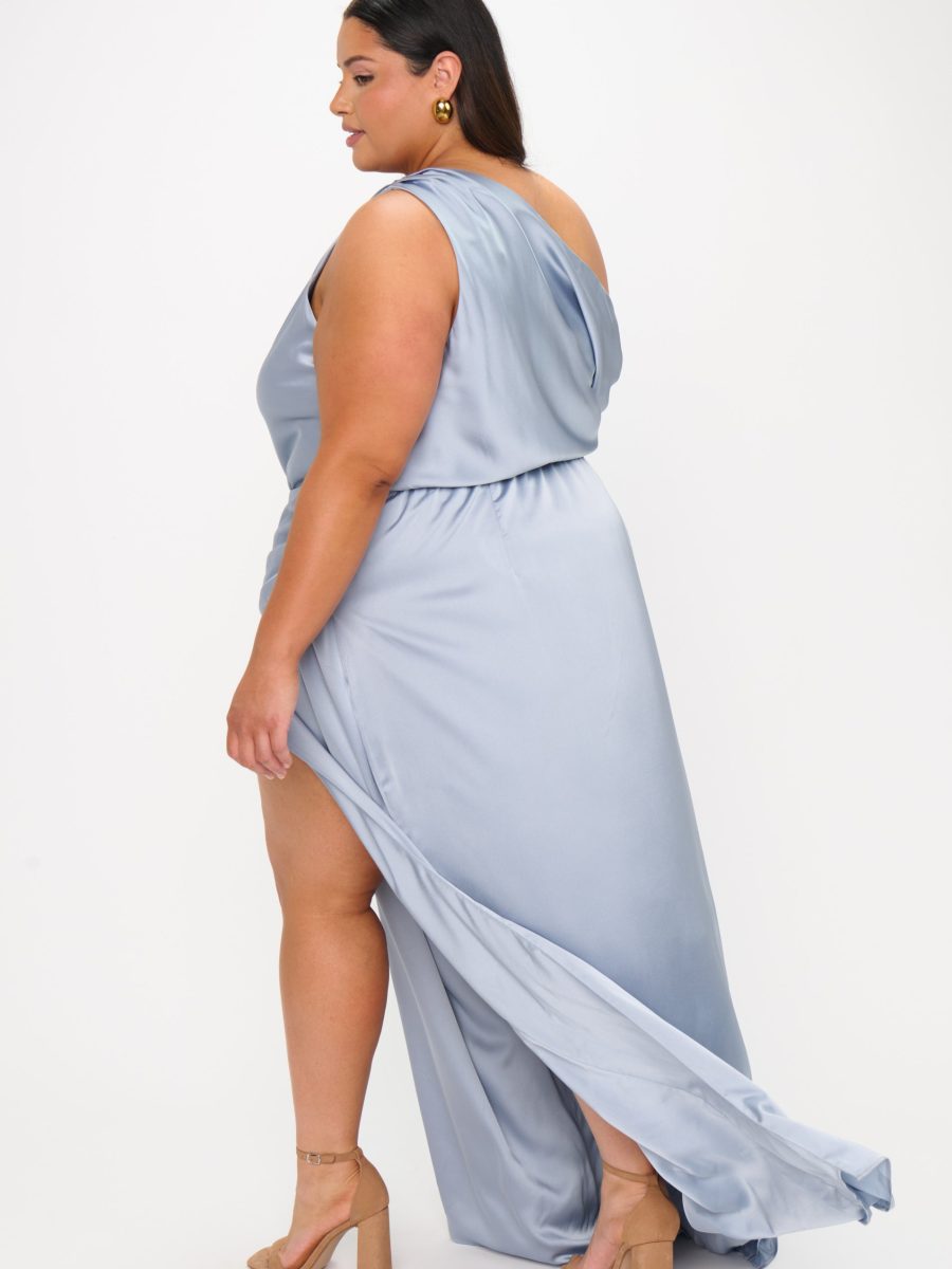 Jodie Dress ~ Steel Blue Luxe Satin