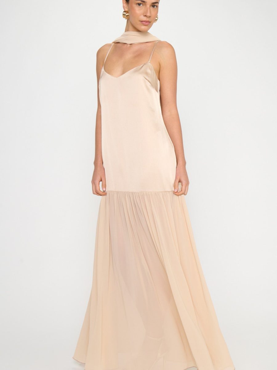 Dalia Maxi Dress ~ Champagne Luxe Satin
