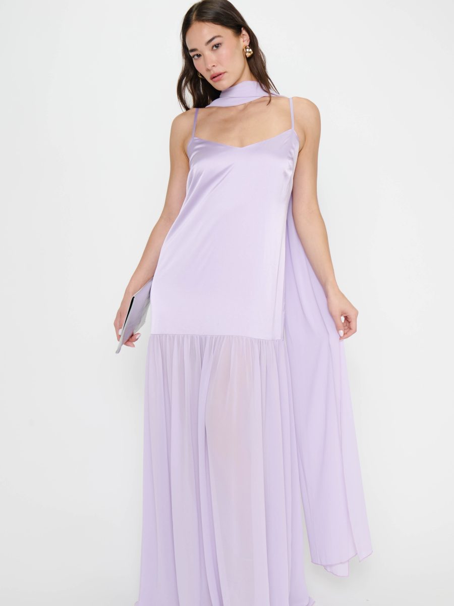 Dalia Maxi Dress ~ Lavender Luxe Satin