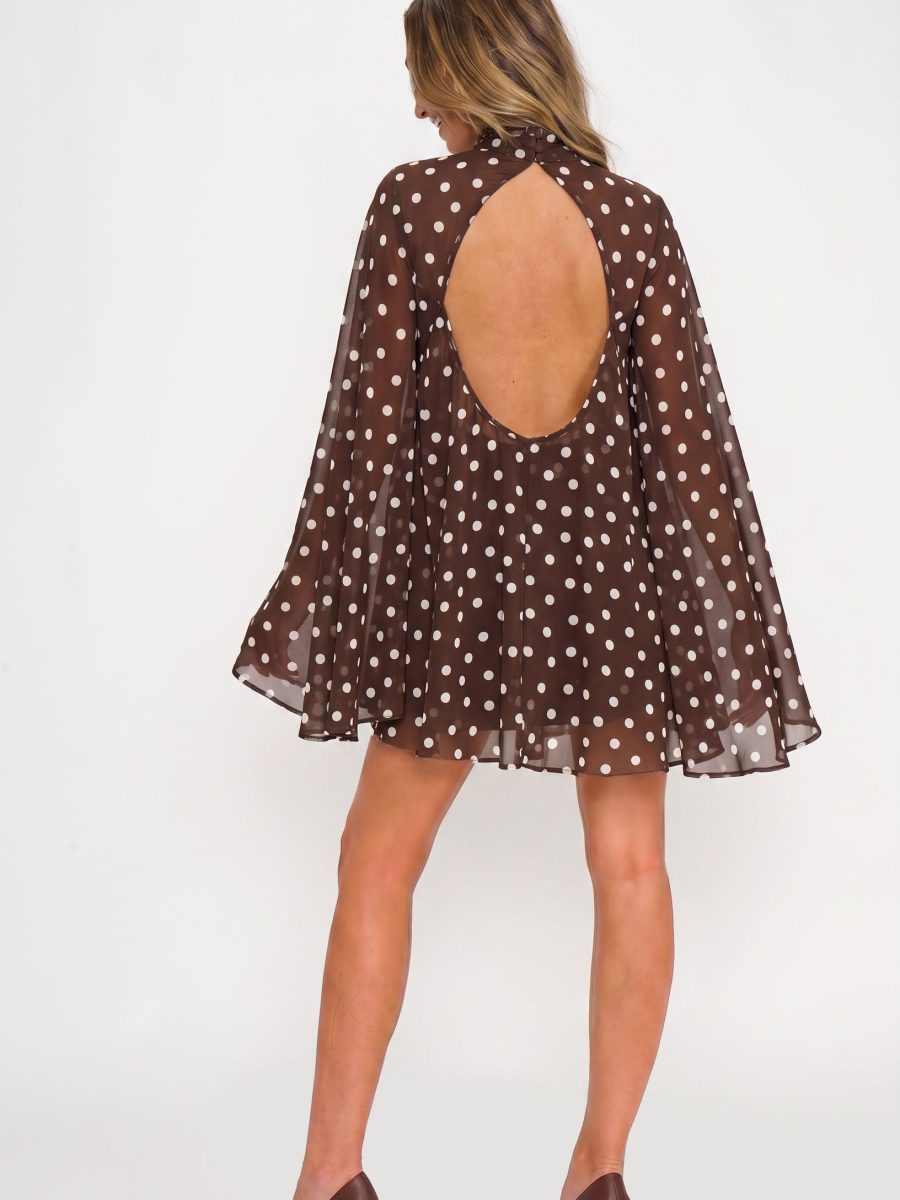 Katelyn Mini Dress ~ Chocolate Brown Polka Dot