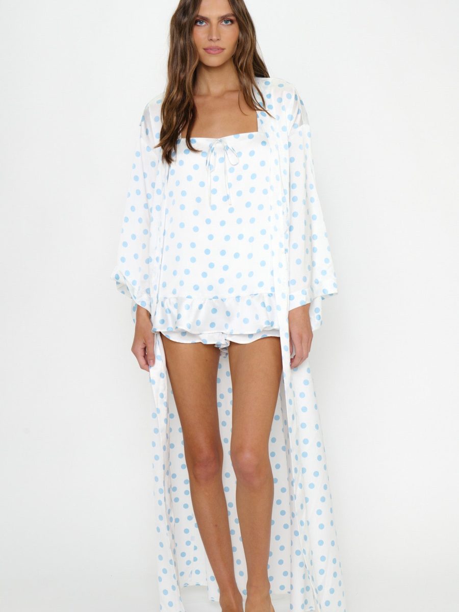 Sunrise Robe ~ Powder Blue Polka Dot