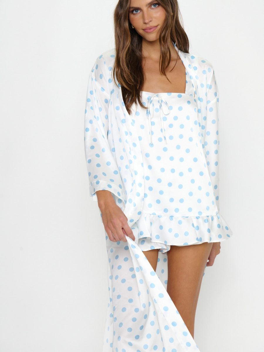 Sunrise Robe ~ Powder Blue Polka Dot