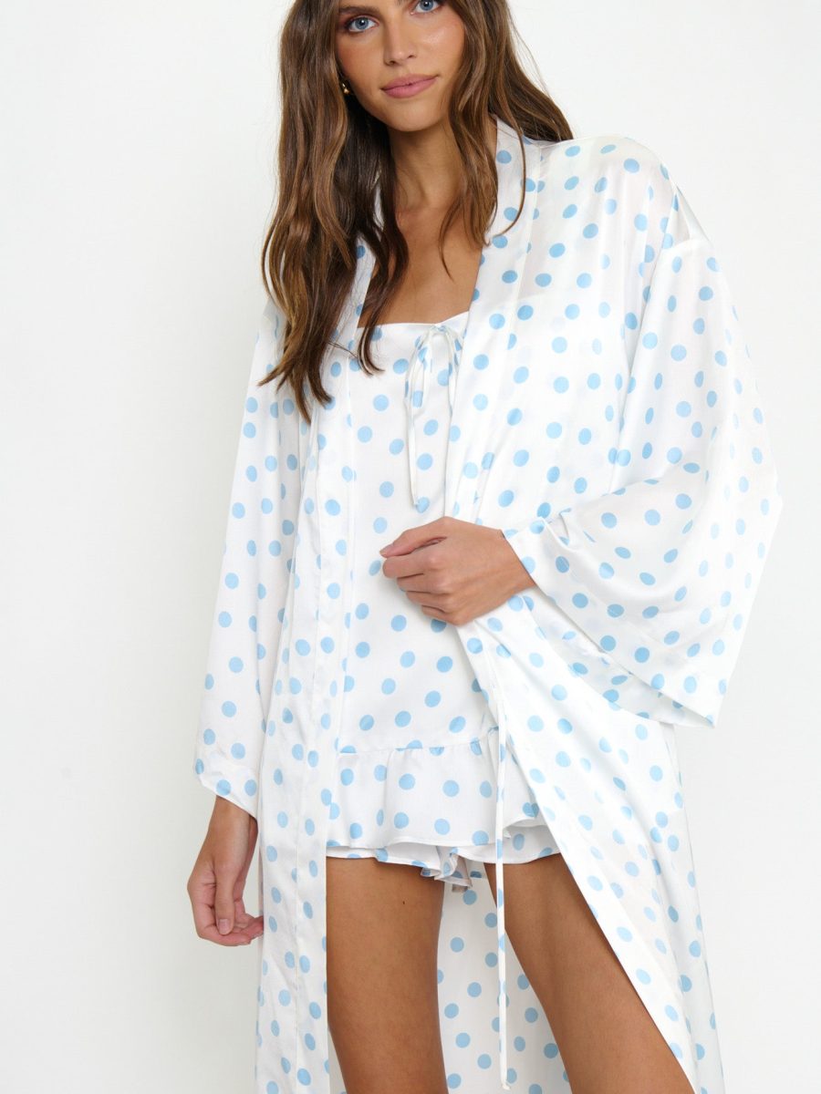 Sunrise Robe ~ Powder Blue Polka Dot