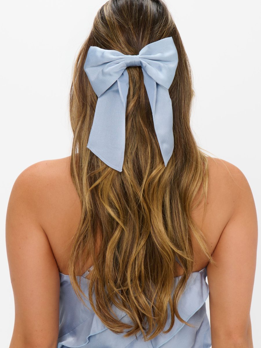 Elsa Bow ~ Steel Blue Luxe Satin