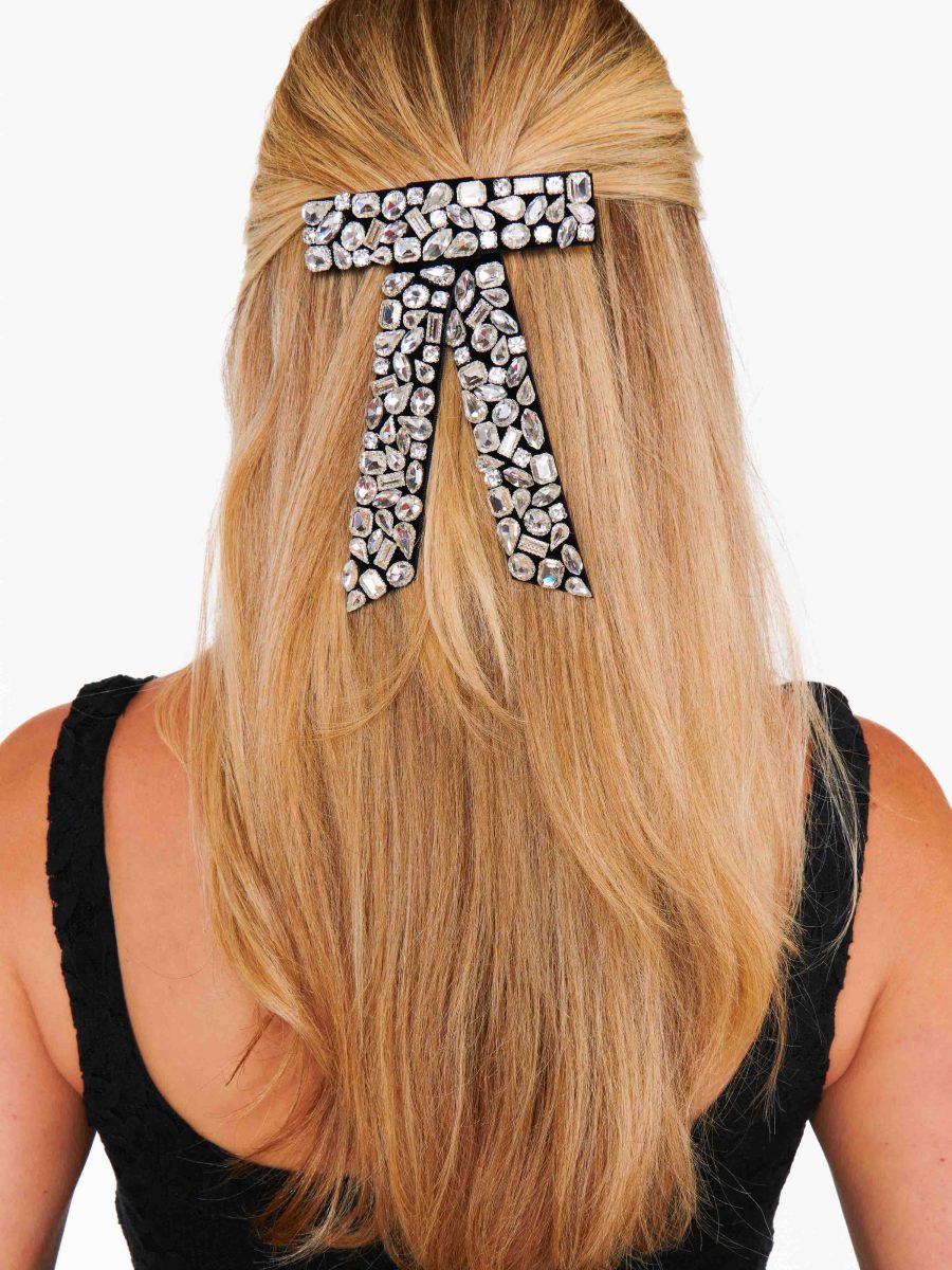 Bejeweled Hair Bow ~ Black Rhinestone