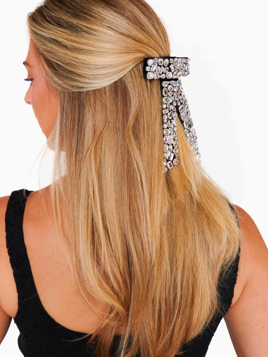 Bejeweled Hair Bow ~ Black Rhinestone