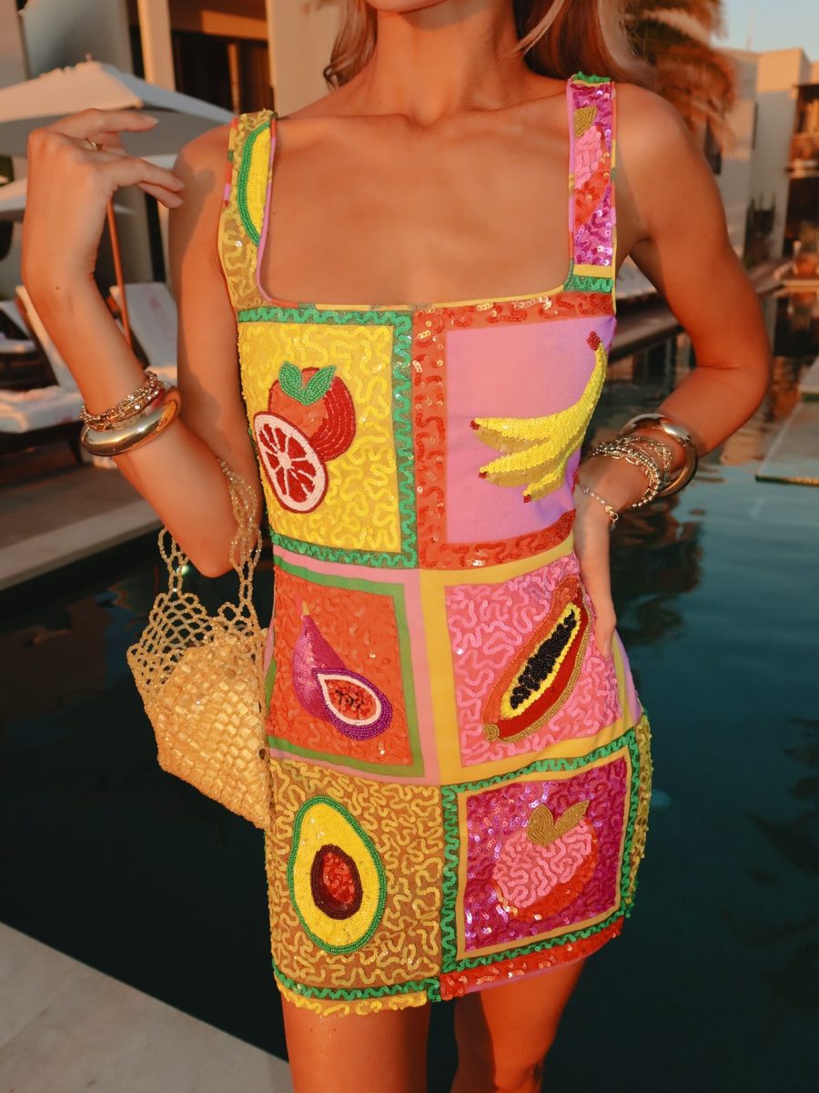 Lets Go Mini Dress ~ Fresh Fruit Embellishment