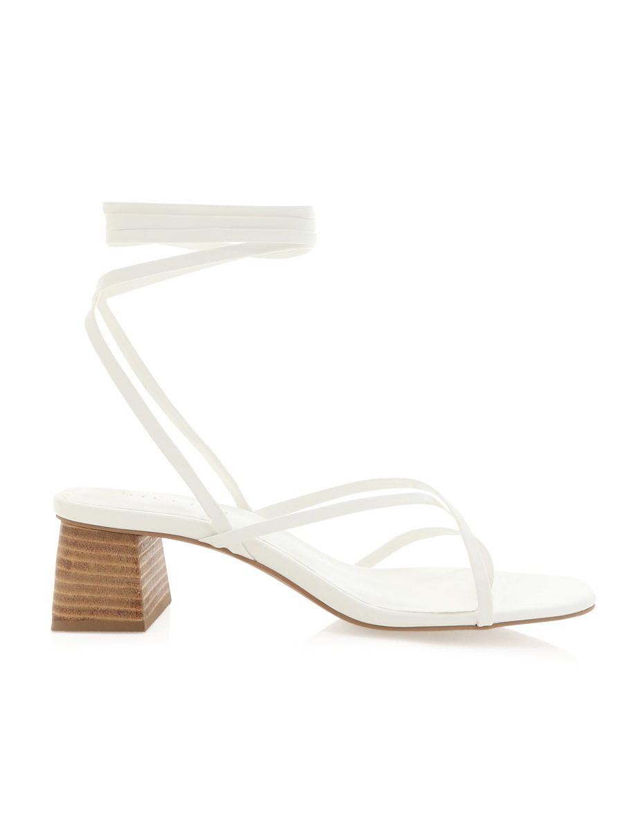 Billini Carmela Wrap Up Heel ~ White Natural