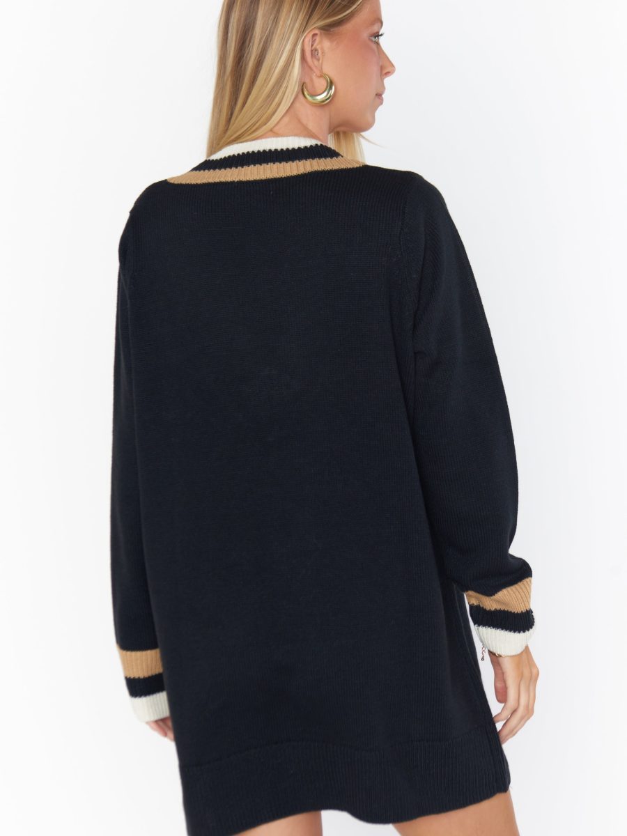 Hartford Sweater Dress ~ Black Varsity Stripe Knit