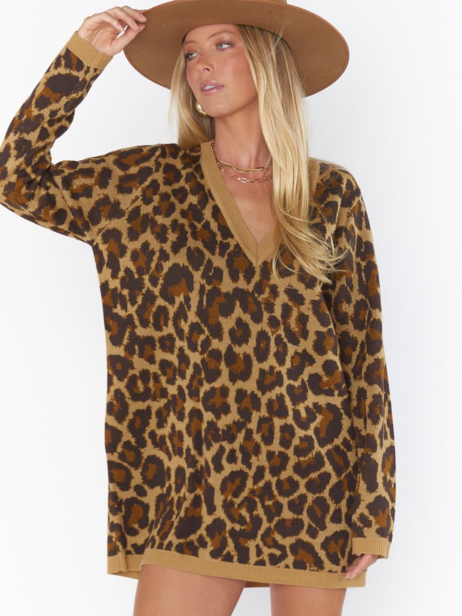 Hartford Sweater Dress ~ Leopard Knit