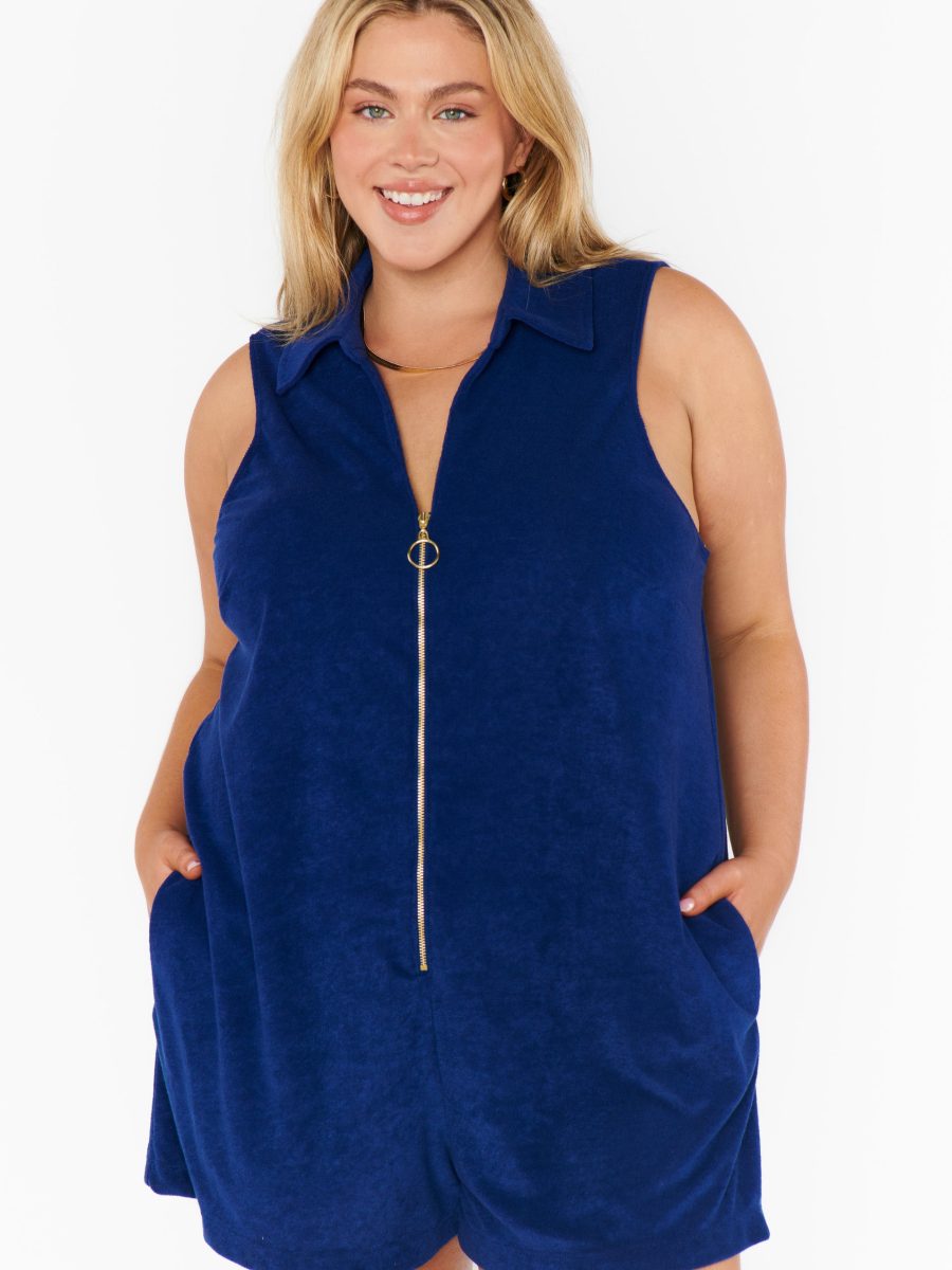Reno Romper ~ Navy Blue Terry
