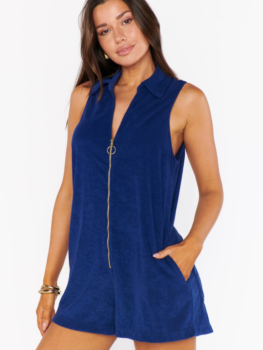 Reno Romper ~ Navy Blue Terry