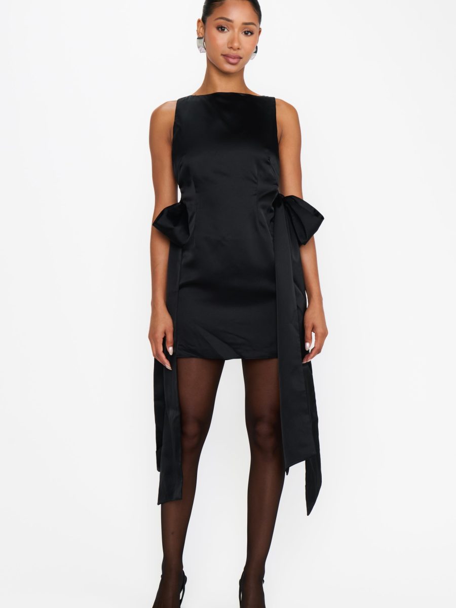 Ludlow Mini Dress ~ Black Luxe Satin