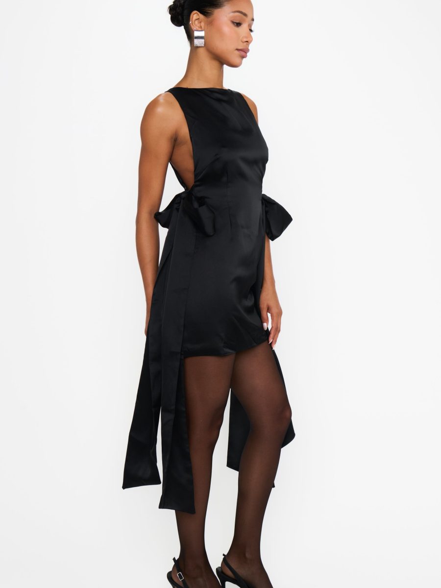 Ludlow Mini Dress ~ Black Luxe Satin