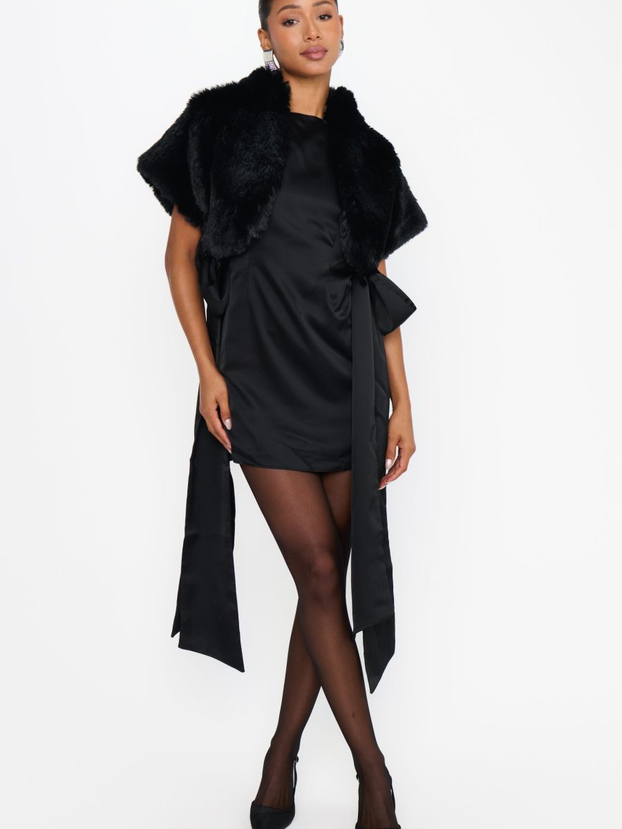 Ludlow Mini Dress ~ Black Luxe Satin