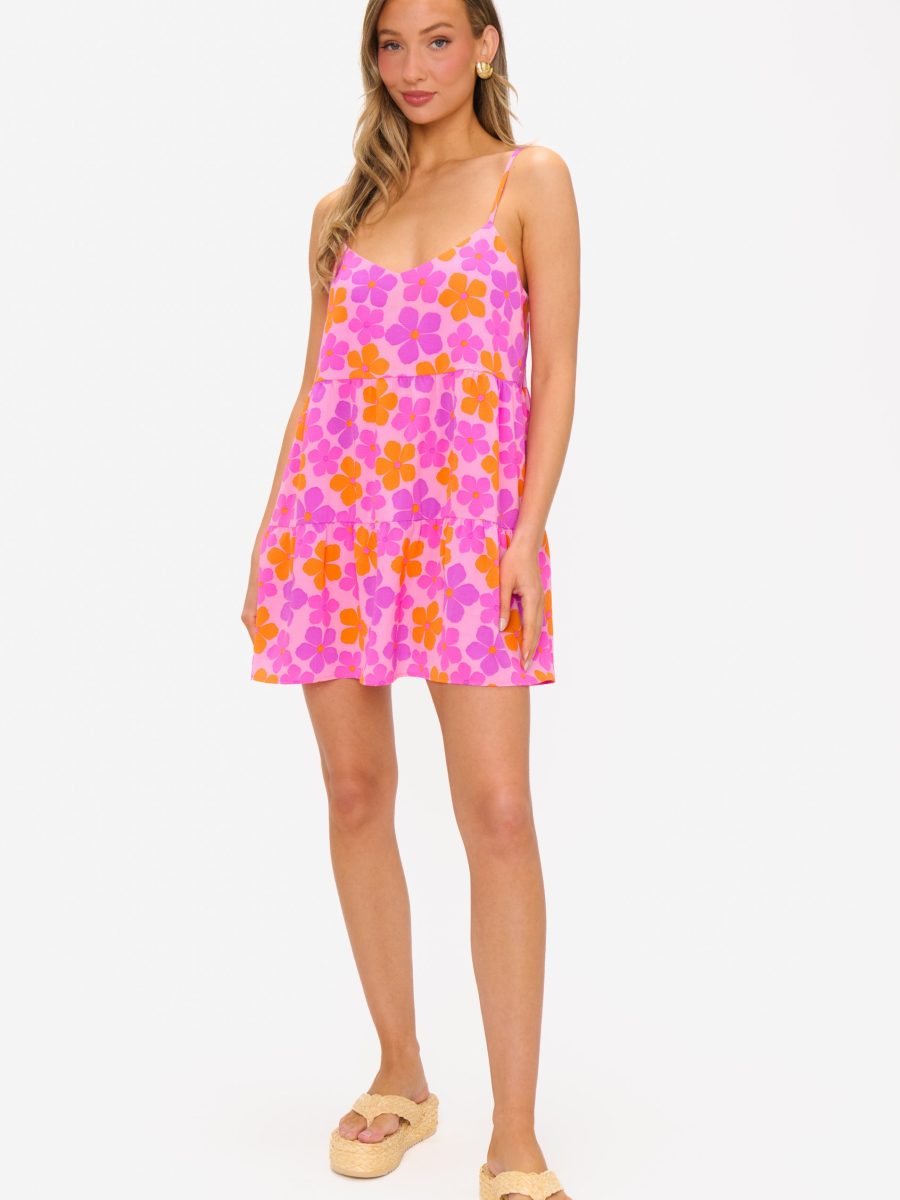 Caroline Mini Dress ~ Pink Daisy