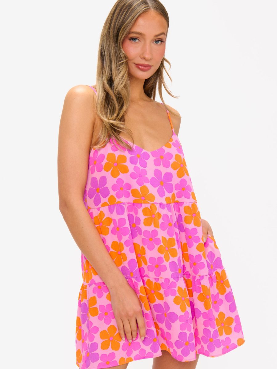 Caroline Mini Dress ~ Pink Daisy