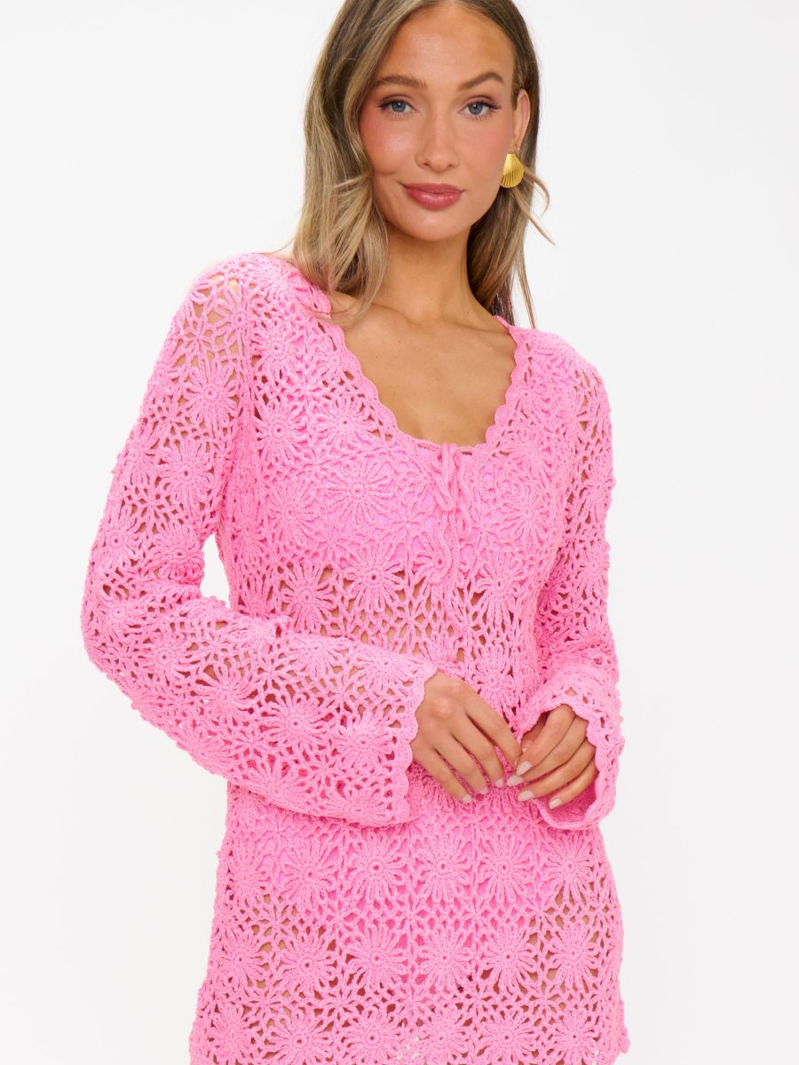 Vacay Mini Coverup ~ Bubblegum Pink Crochet