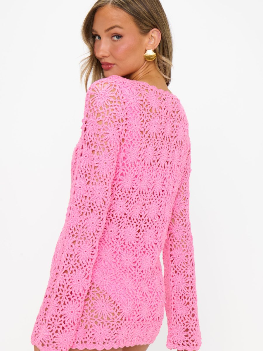 Vacay Mini Coverup ~ Bubblegum Pink Crochet