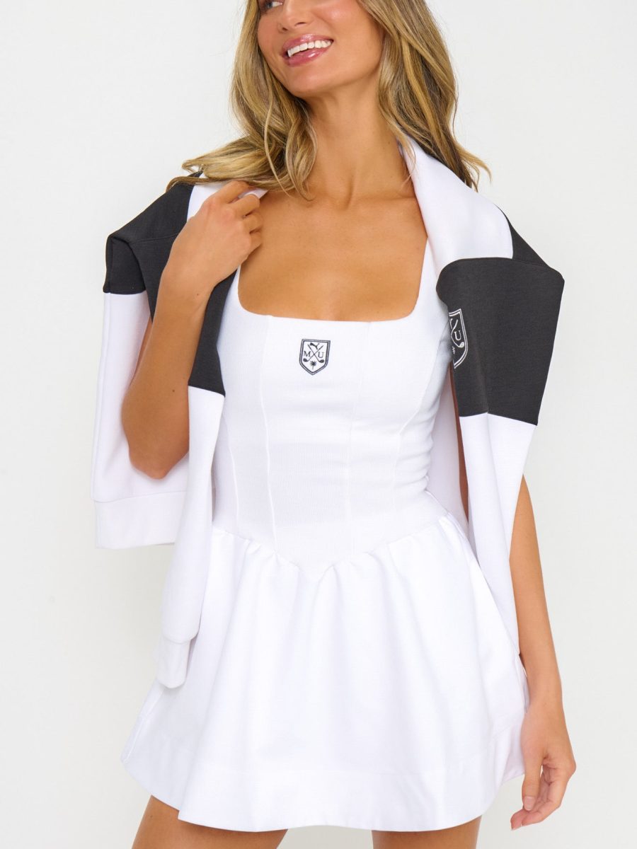 Putt Putt Mini Dress ~ White Rib