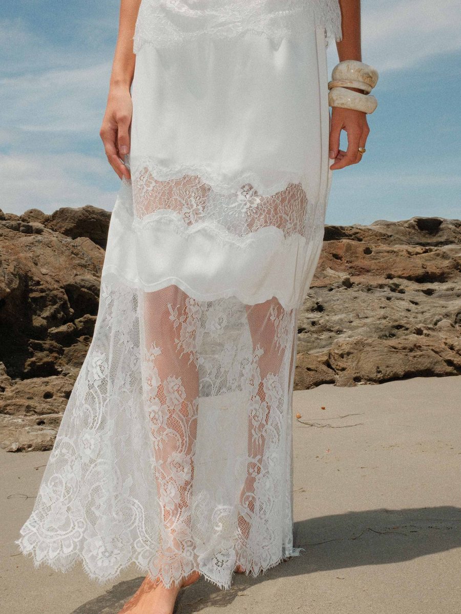 Gracie Maxi Skirt ~ Ivory Luxe Satin