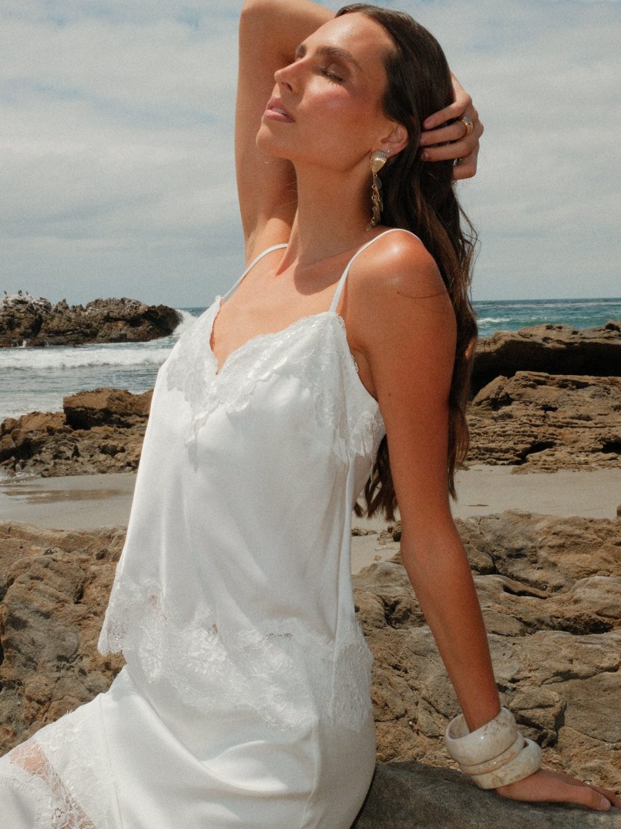 Gracie Top ~ Ivory Luxe Satin