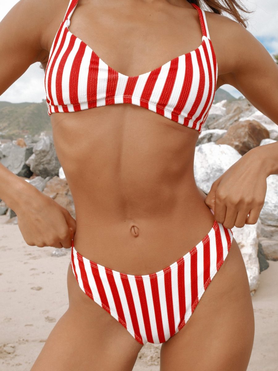 Maritime Top ~ Red Stripe Contour Scrunch