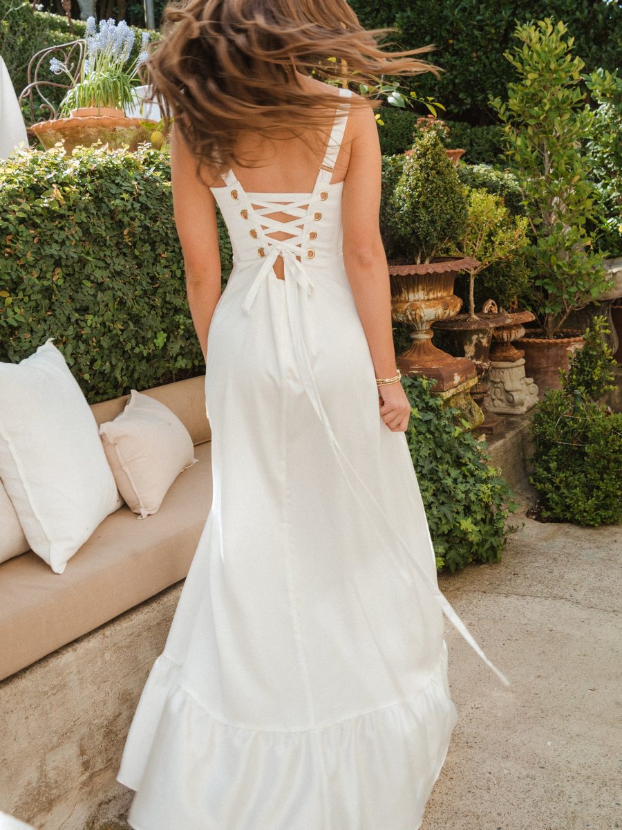 Clarissa Corset Dress ~ Ivory Luxe Satin