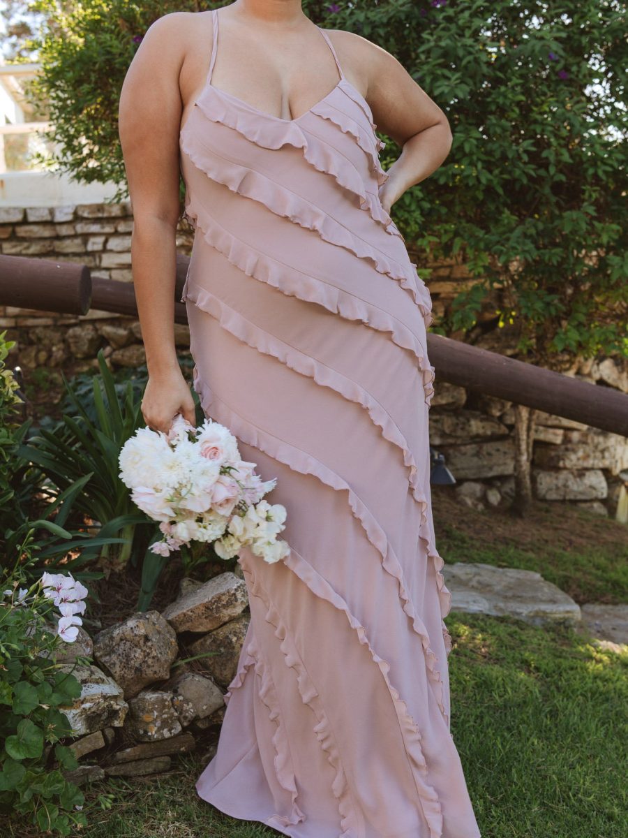 Romance Ruffle Dress ~ Neutral Mauve Chiffon