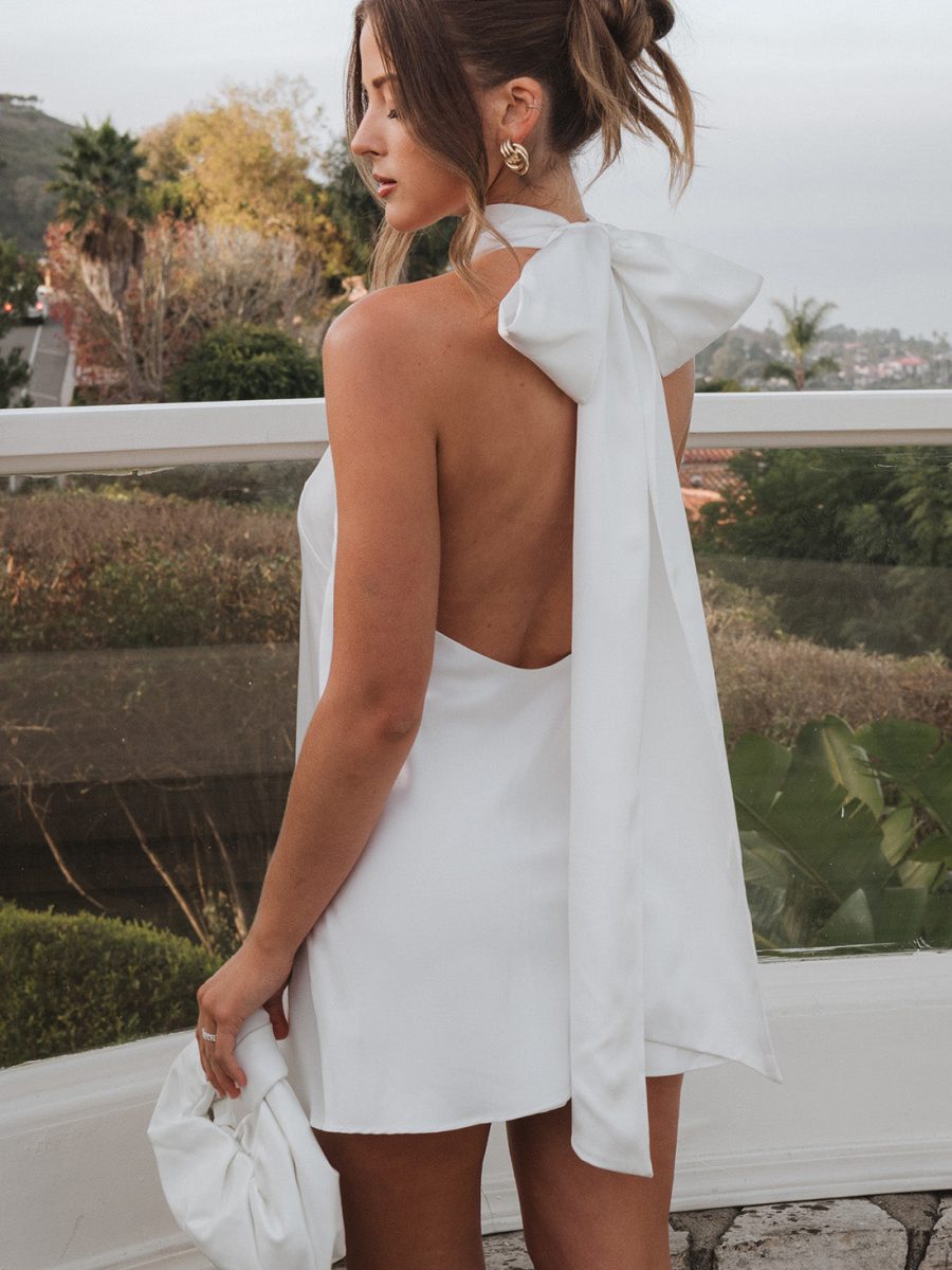 Lisa Mini Dress ~ Ivory Luxe Satin