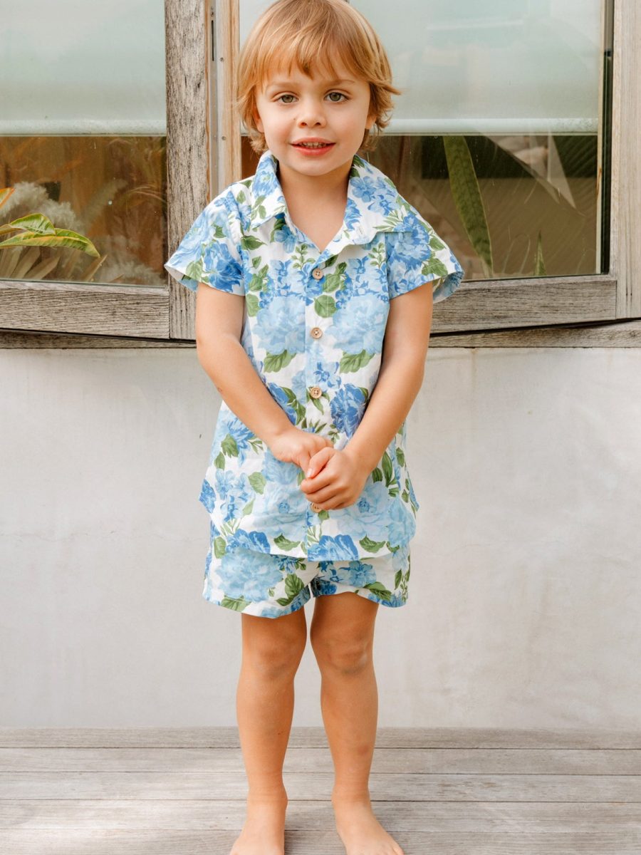 Lil Easy Shorts ~ Cottage Floral Blue