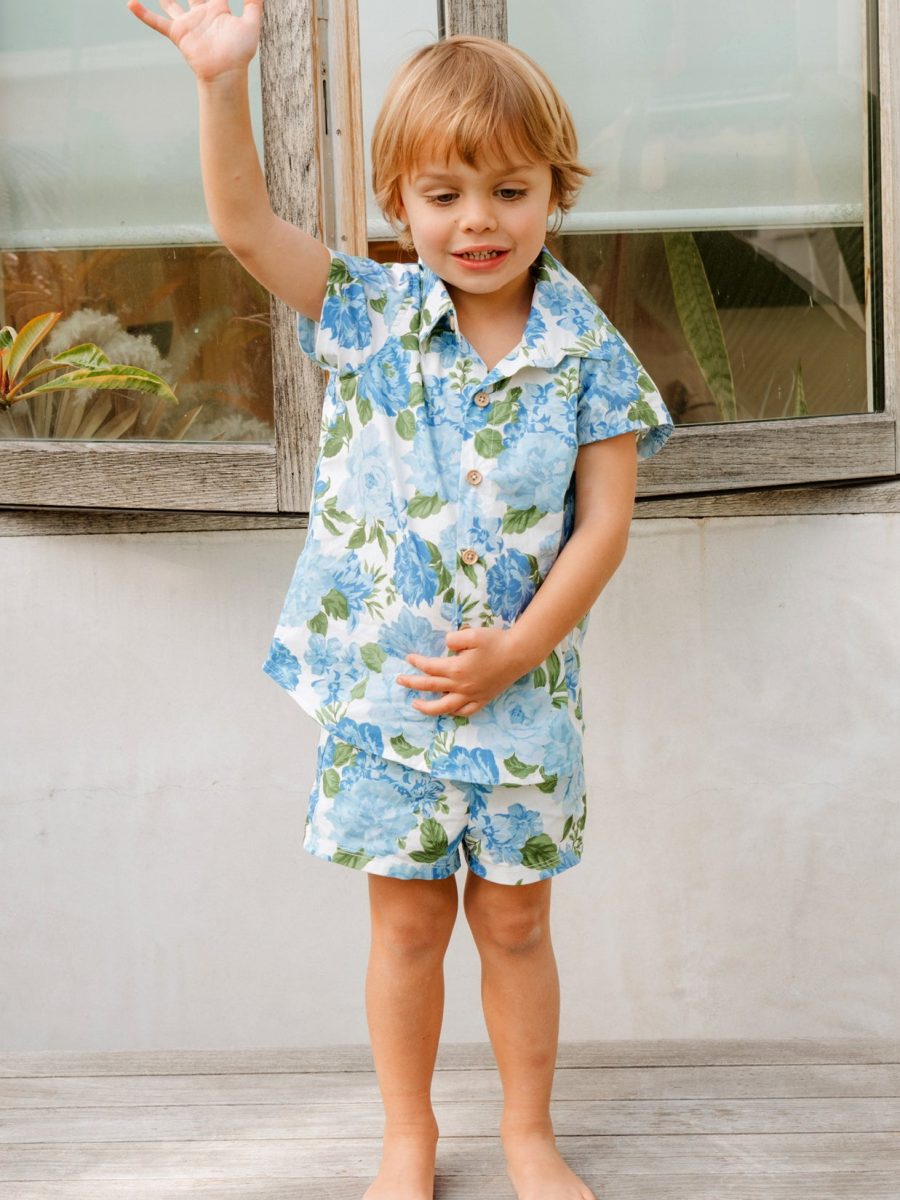 Lil Easy Shorts ~ Cottage Floral Blue