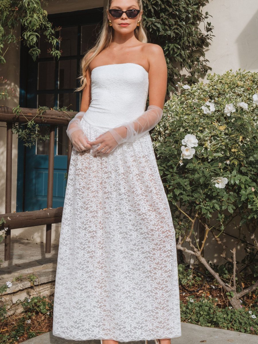 Diana Drop Waist Dress ~ White Lovely Lace