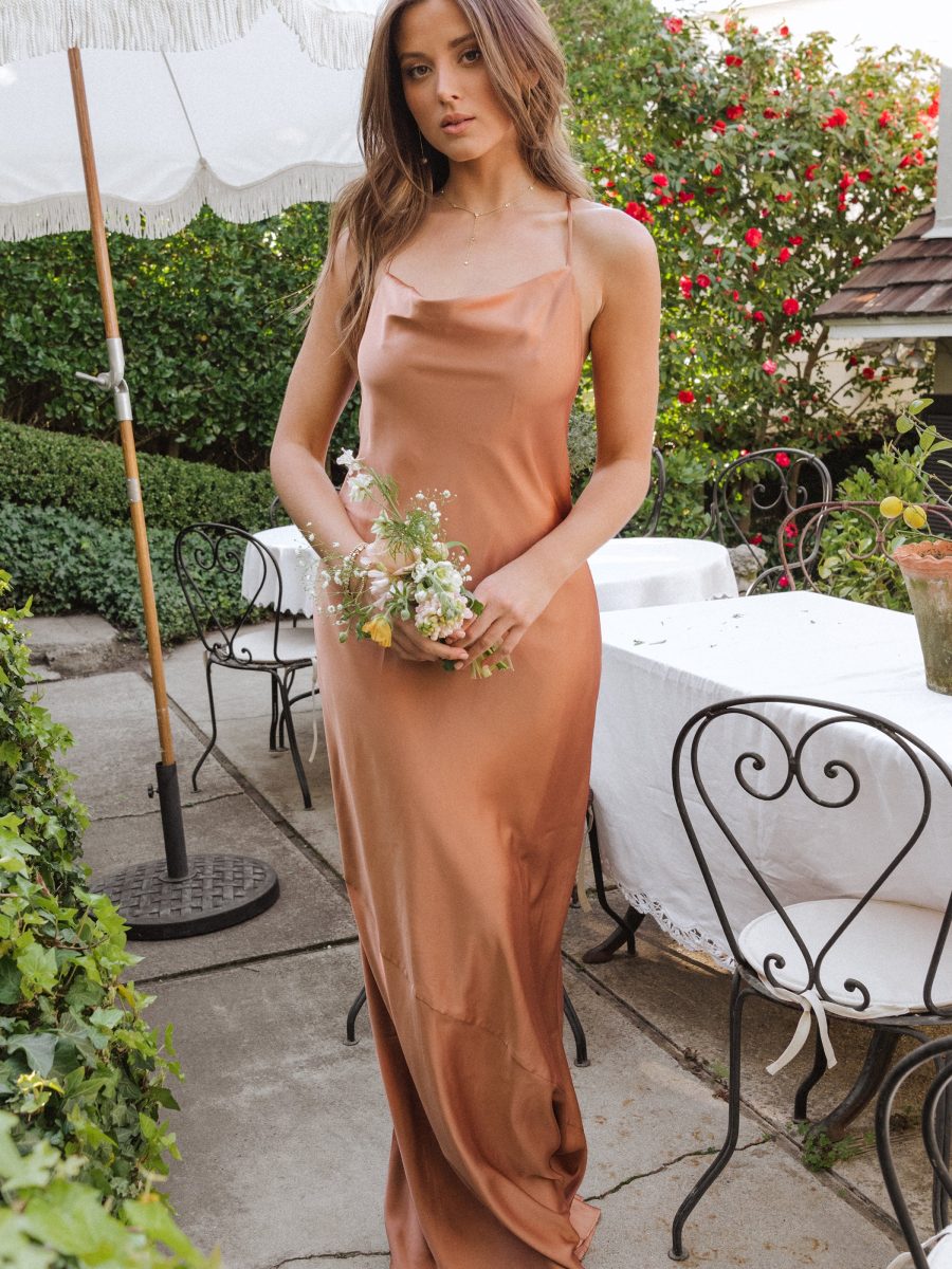 Tuscany Maxi Slip Dress ~ Copper Luxe Satin