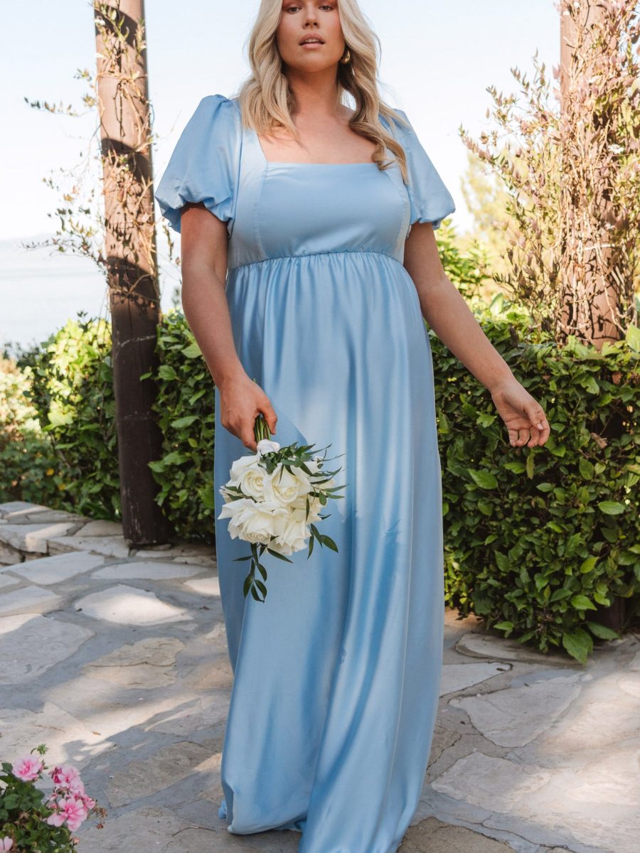 Nora Maxi Dress ~ Baby Blue Luxe Satin