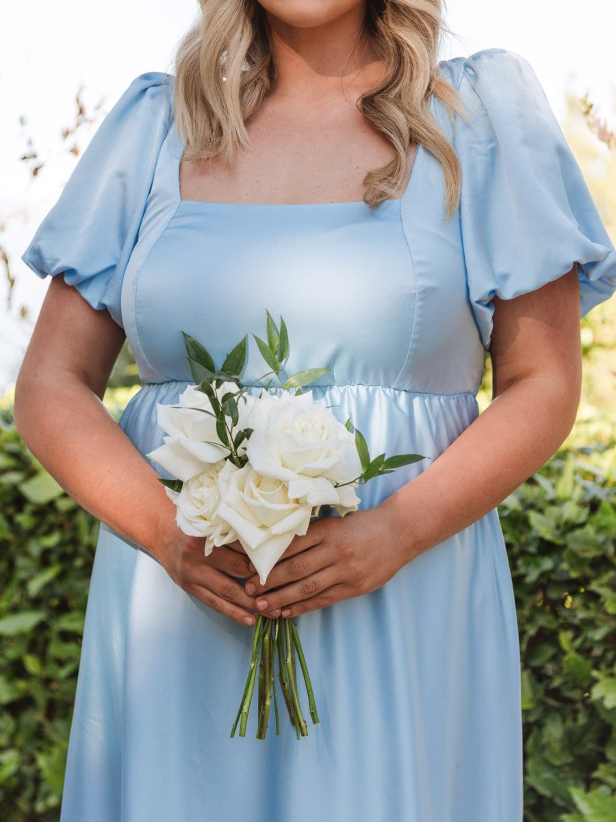 Nora Maxi Dress ~ Baby Blue Luxe Satin