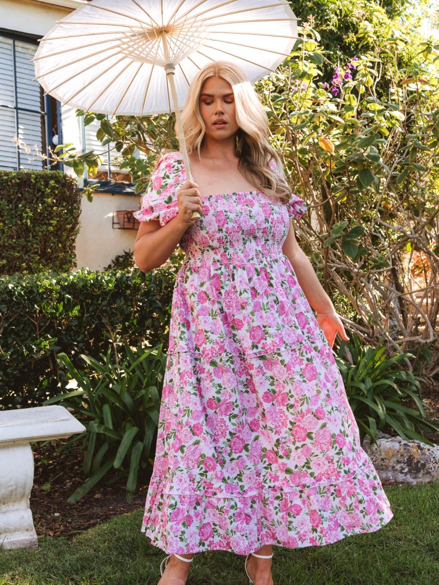 Afternoon Tea Dress ~ Cottage Floral Pink
