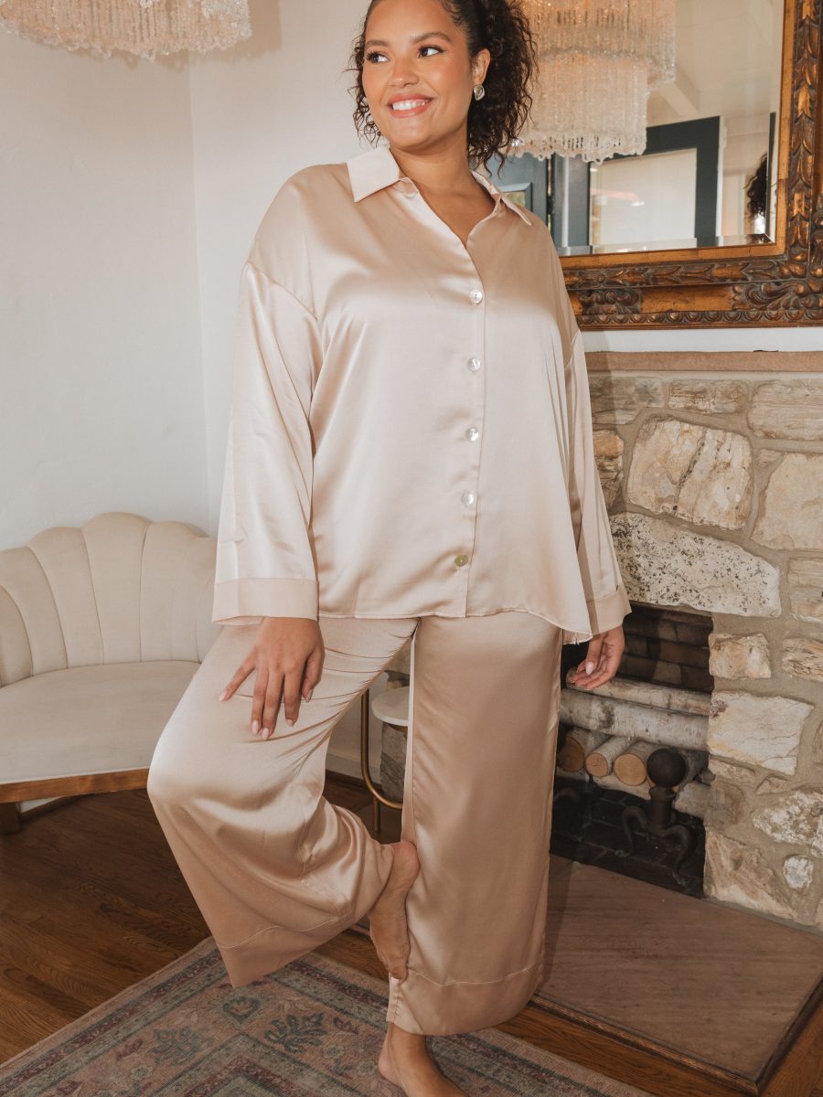 Prep Time Pants ~ Champagne Luxe Satin