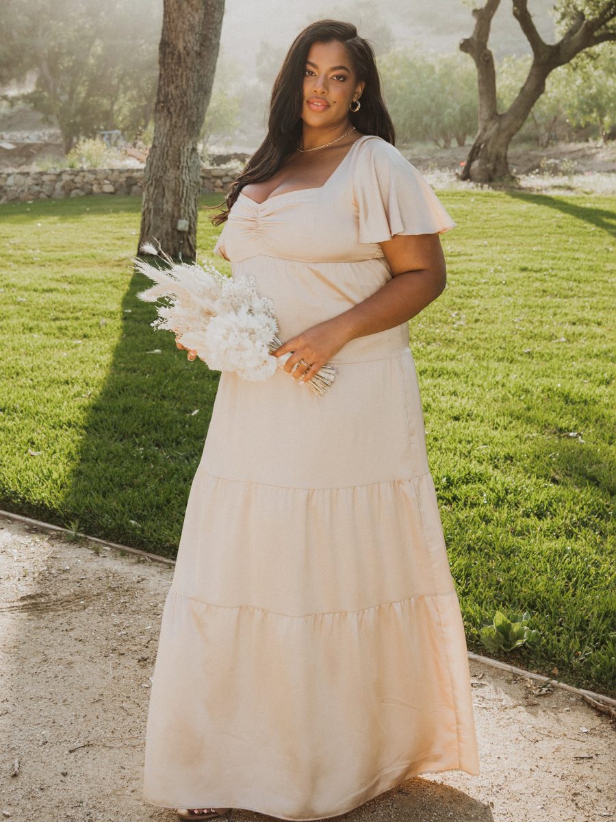 Nicole Maxi Dress ~ Champagne Luxe Satin