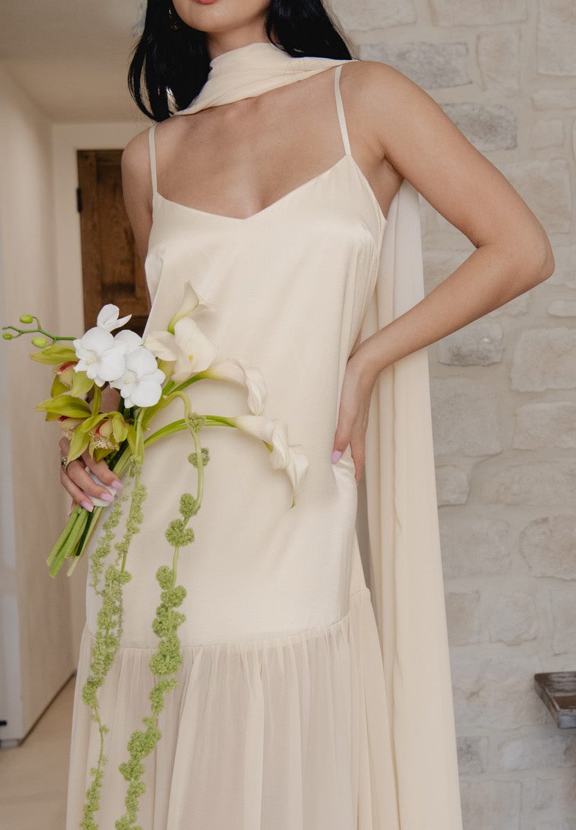 Dalia Maxi Dress ~ Buttercream Luxe Satin